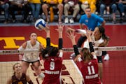 The Gophers and Taylor Landfair, right, got a marquee win earlier this season when they defeated Wisconsin — the final weekend of Big Ten play will 