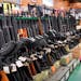 Semi-automatic rifles at Coastal Trading and Pawn, Monday, July 18, 2022, in Auburn, Maine. 