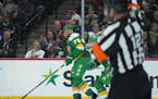 Ryan Reaves of the Wild looked back after being whistled for a penalty on Friday against Toronto at Xcel Energy Center.