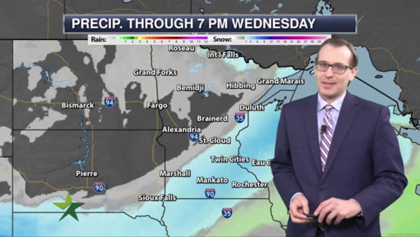 Morning forecast: Mostly cloudy, high 42; snow Tuesday