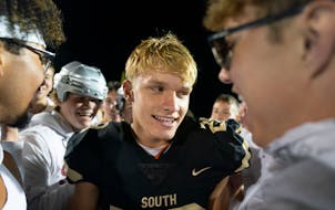 Running back Carson Hansen, shown after a 2021 victory, scored more than 60 touchdowns in his career for Lakeville South.