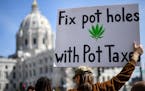 Demonstrators attend a Cannabis Awareness Day event outside the Minnesota State Capitol in 2018.