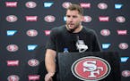 Defensive end Nick Bosa talked to reporters after the 49ers beat the Saints on Sunday.
