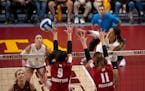 Gophers outside hitter Taylor Landfair, shown going for a kill against Wisconsin earlier this season, led the Big Ten in kills and points per set.