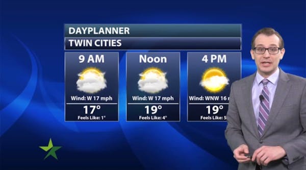 Morning forecast: Cold, windy, high 20