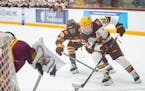 Gophers captain Abigail Boreen took a shot in a victory against Minnesota Duluth on Nov. 5 at Ridder Arena. Minnesota plays a home-and-home series wit
