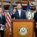 From left, Rep. Pete Aguilar (D-Calif.), Rep. Hakeem Jeffries (D-N.Y.), and Rep. Katherine Clark (D-Mass.), the newly elected U.S. House Democratic le