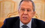 FILE - Russian Foreign Minister Sergey Lavrov speaks during a meeting with governors and heads of Russian regions in Moscow, Russia, Friday, Nov. 18, 