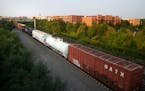 A CSX freight train traveled through Alexandria, Va., Sept. 15, 2022. 