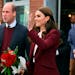 Britain’s Prince William and Kate, Princess of Wales depart Greentown Labs after a tour of the location for a view of green technologies developed i