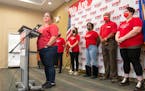 Angela Becchetti, an Abbott Northwestern nurse and MNA board member, spoke Thursday at a news conference announcing the intent for the nurses to strik