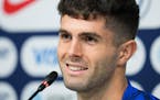 Christian Pulisic of the United States attends a press conference before a training session at Al-Gharafa SC Stadium, in Doha, Thursday, Dec. 1, 2022.