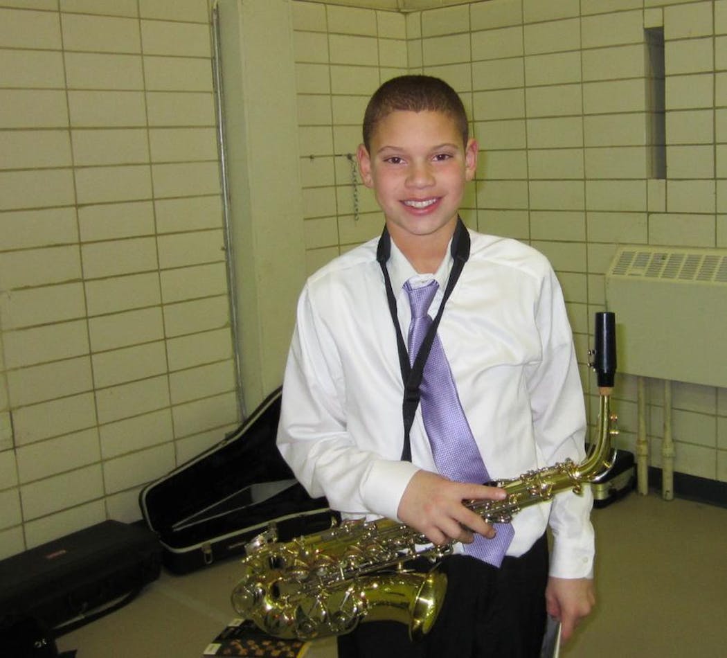 Jamison Battle and his saxophone.