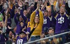 Fans cheer during the second half of an NFL football game between the Minnesota Vikings and the New England Patriots, Thursday, Nov. 24, 2022, in Minn