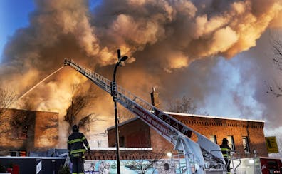 Minneapolis firefighters worked early Saturday to try to extinguish a fire in the 2300 block of S. Lyndale Avenue in Minneapolis.