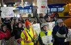 Metro Transit customers rallied outside the transit agency’s Minneapolis headquarters Thursday to protest service cuts.  