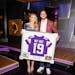 Adam Thielen and his wife Caitlin at the Vikings’ reception honoring Thielen on Monday.