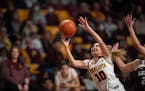 Gophers guard Mara Braun put up a shot against Lehigh last month. She is averaging 20.6 points per game.