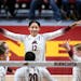 Gophers outside hitter Taylor Landfair (12), above celebrating a point against Southeastern Louisiana last Friday in an NCAA tournament first-round ma