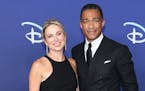 Amy Robach and T.J. Holmes at the 2022 ABC Disney Upfront at Basketball City on May 17, 2022, in New York City.