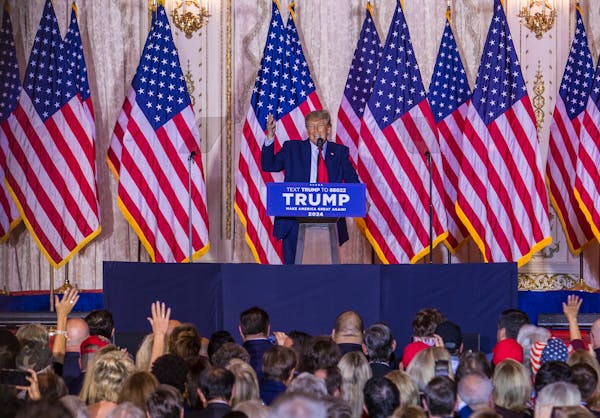Former President Donald Trump speaks at the Mar-a-Lago Club in Palm Beach, Fla., Nov. 15, where he announced he’ll run for president again in 2024. 