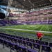Nicole Powers mopped the floors at the 50-yard line seats on Wednesday at U.S. Bank Stadium in Minneapolis. She was part of a crew deep-cleaning the s