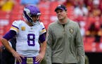 Vikings quarterback Kirk Cousins and coach Kevin O’Connell, above before a game against the Washington Commanders a month ago, have a good relations