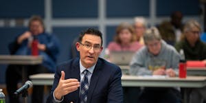 Cory McIntyre, Osseo superintendent, answered a question Nov. 30, as he was interviewed by the Anoka-Hennepin school board during its meeting at the E