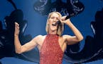 Singer Celine Dion performs during her Courage tour in Quebec City on Sept. 18, 2019.
