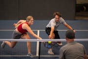 A pickleball league at the Minneapolis Cider Co. 