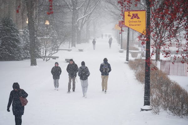 Students made their way in late November across a snowy University of Minnesota campus in Minneapolis.