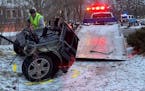 An SUV was split in half from the impact of a crash in northeast Minneapolis in December 2021.