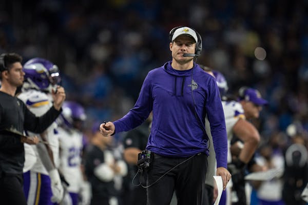 Many of head coach Kevin O’Connell’s decisions did not go the Vikings’ way on Sunday against Detroit.
