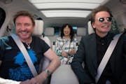 Simon Le Bon and John Taylor of Duran Duran with Sandra Oh in “Carpool Karaoke: The Series.”