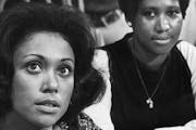 Denise Nicholas, left, who played a guidance counselor in “Room 222,” with Aretha Franklin.