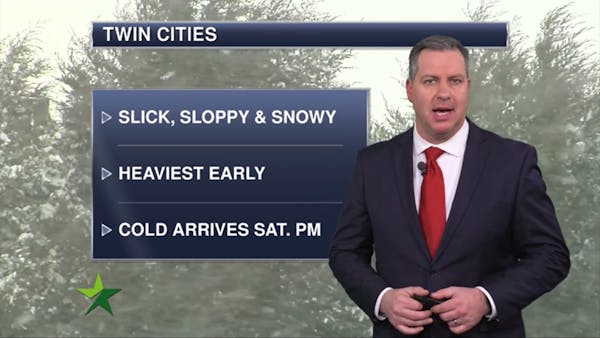 Afternoon forecast: Sloppy and snowy, high 34