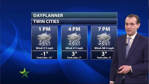 Afternoon forecast: High of 3; winter storm warning through 3 a.m. Thursday