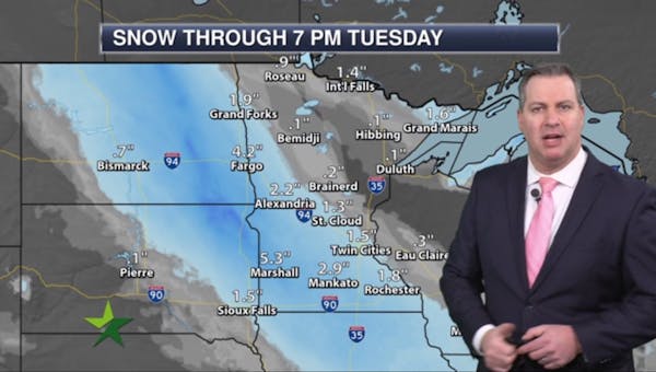 Evening forecast: Snow, 1” to 3”; low 2 above