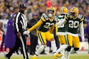 Packers cornerback Jaire Alexander dances the griddy after breaking up a pass meant for Vikings wide receiver Justin Jefferson in the first quarter Su