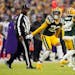 Packers cornerback Jaire Alexander dances the griddy after breaking up a pass meant for Vikings wide receiver Justin Jefferson in the first quarter Su
