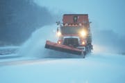 A snowplow pushed fresh snow from McAndrews Road on Nov. 29 in Apple Valley. Snowfall levels rose to 7 inches above normal for the year, led mostly by