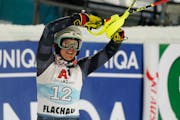 Prior Lake native Paula Moltzan reacted after her World Cup Alpine ski run in Flachau, Austria, on Jan. 10.