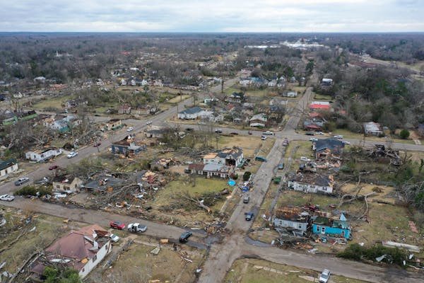 Drone camera shows Selma destruction from storm