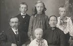 The Freeburg family of Anoka County, around 1904. Clockwise from left: Olaf, Jack, Mary, Daniel, Caroline and David.