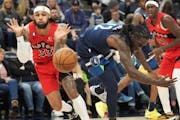 Timberwolves forward Taurean Prince, above right against Toronto in January, missed Monday’s game because of an illness and now it has spread to sev