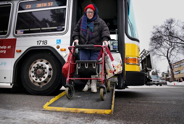 Joy Rindels-Hayden, 86, is working to pass a state law to improve bus-stop safety during the treacherous winter months. She suffered a serious brain i