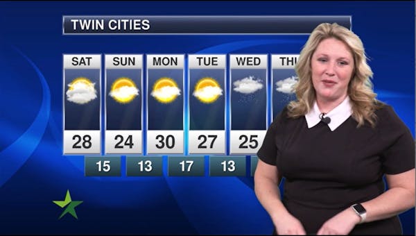 Afternoon forecast: High of 28, mostly cloudy