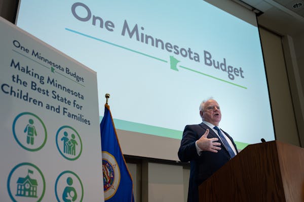 Gov. Tim Walz on Tuesday proposed his full vision of state spending and taxes for the next two years, drawing on an estimated record-breaking surplus 