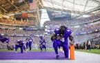 Vikings running back Dalvin Cook (4) before te team’s playoff game against the Giants on Jan. 15. 
