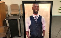 A portrait of Tyre Nichols is displayed at a memorial service for him on Tuesday, Jan. 17, 2023 in Memphis, Tenn. Nichols was killed during a traffic 